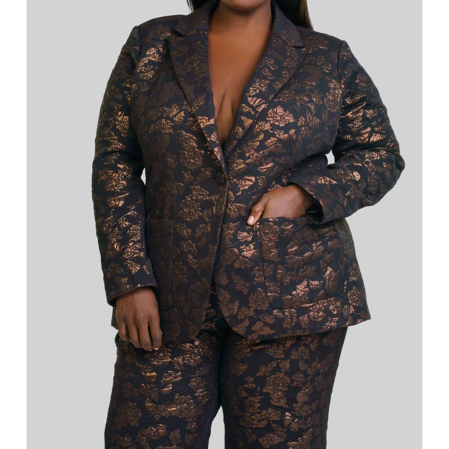 New Tanya Taylor Jared Metallic Jacket In Deep Brandy